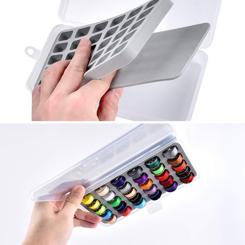 FULLCASE Bobbin Holder Storage Case Sewing Box Thread Organizer Holds 60pcs Bobbins for Brother Sewing Machine- 2pack(Box Only) - Image 4